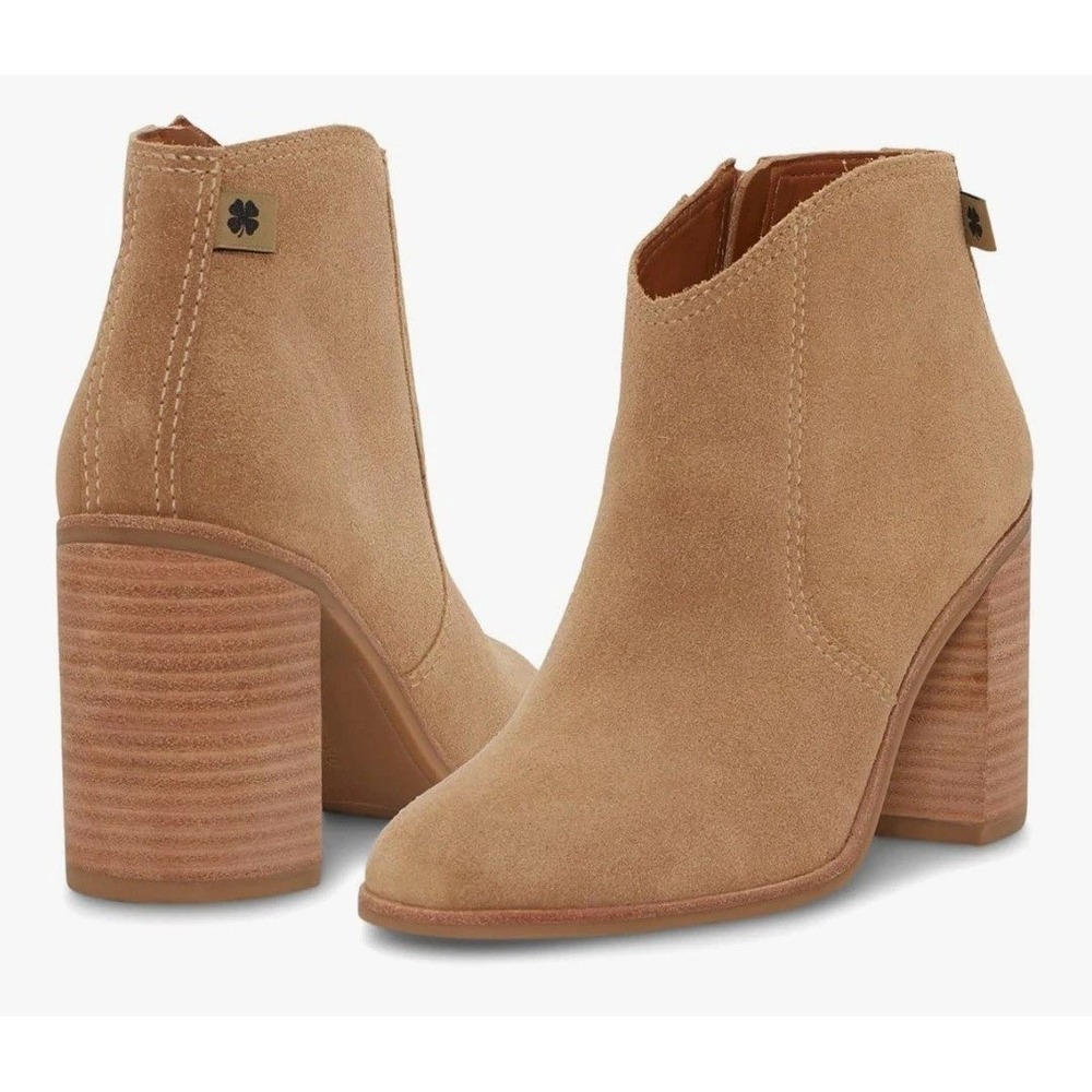 Lucky Brand Pellyon Tan Suede Block Heel Ankle Boots LK-PELLYON Size 10M